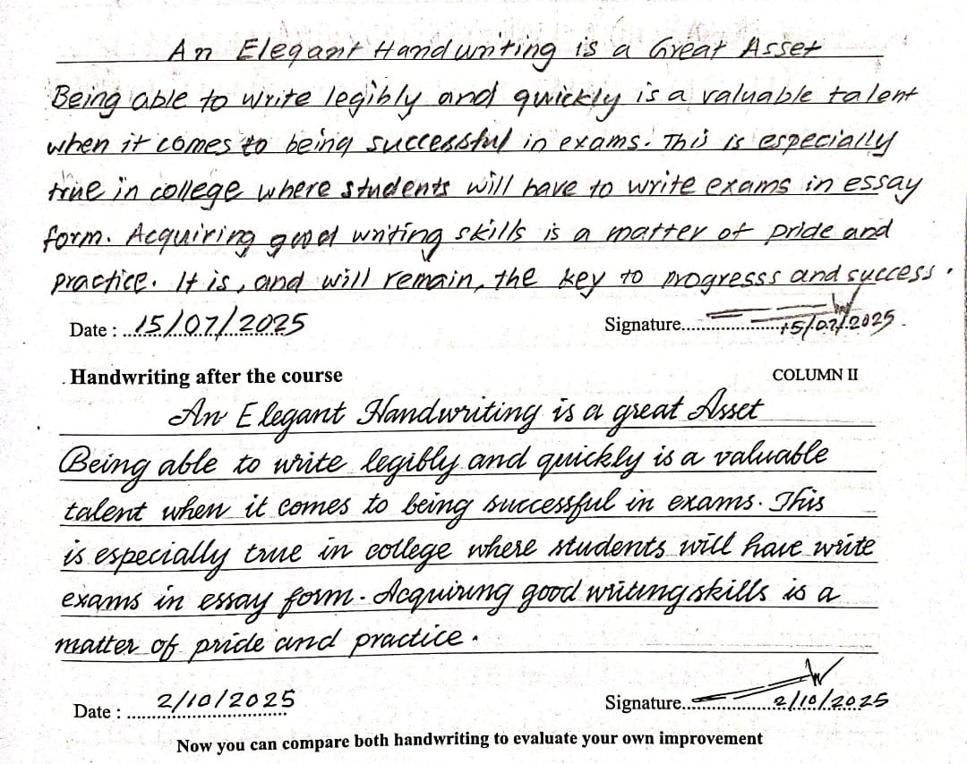 Before Handwriting Improvement